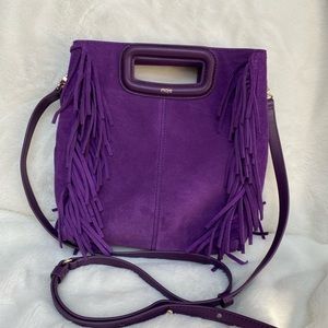 New Maje Purple Suede handle Bag with removable shoulder strap
